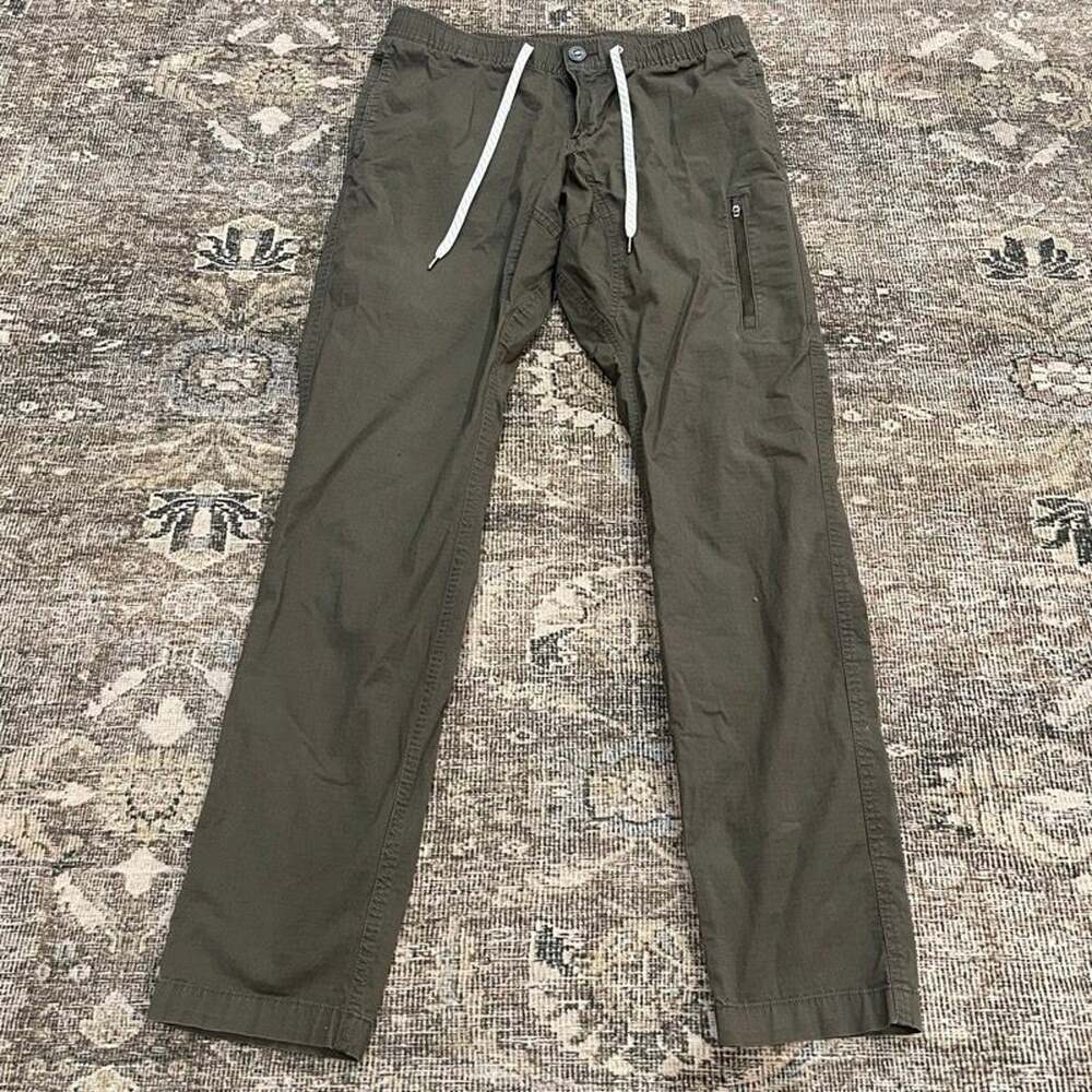 Vuori Ripstop Jogger Pants Mens Olive Green Drawstring Zip Pocket Ripstop